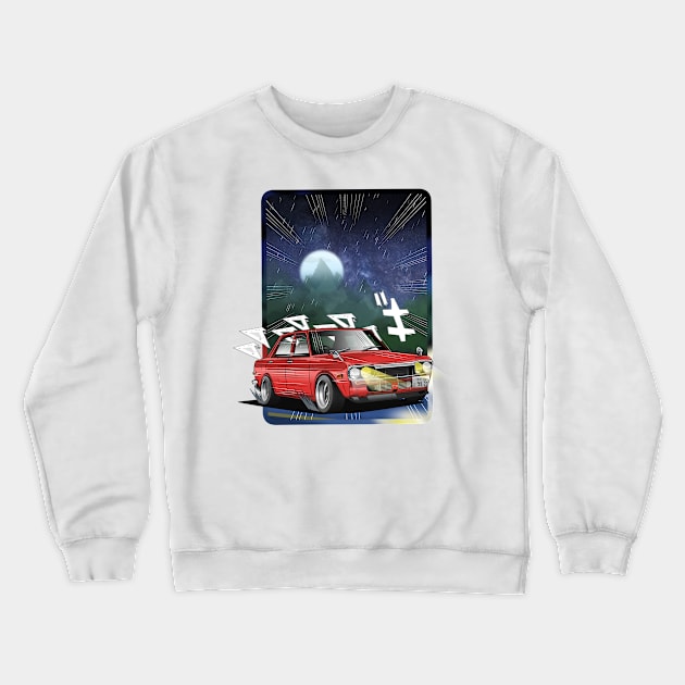 Datsun 510 Max Out Top Speed Crewneck Sweatshirt by Aiqkids Design